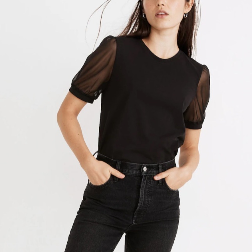 Madewell Sheer-Sleeve Shirt - Picture 3 of 6